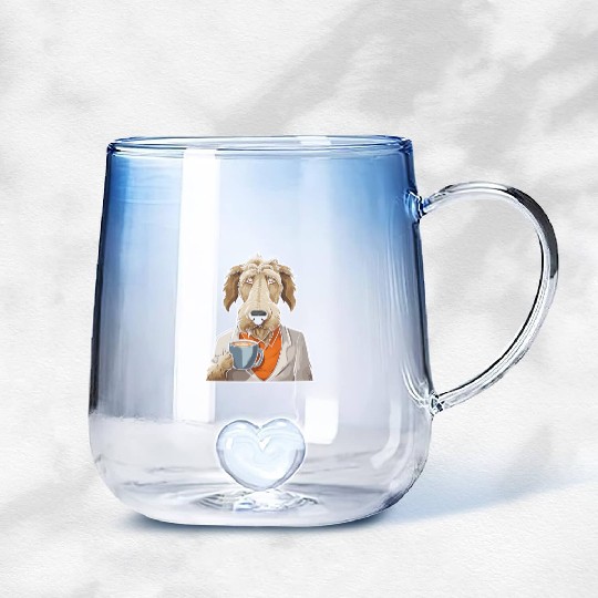 Coffee Irish Wolfhound Dog Gradient Glass Mugs
