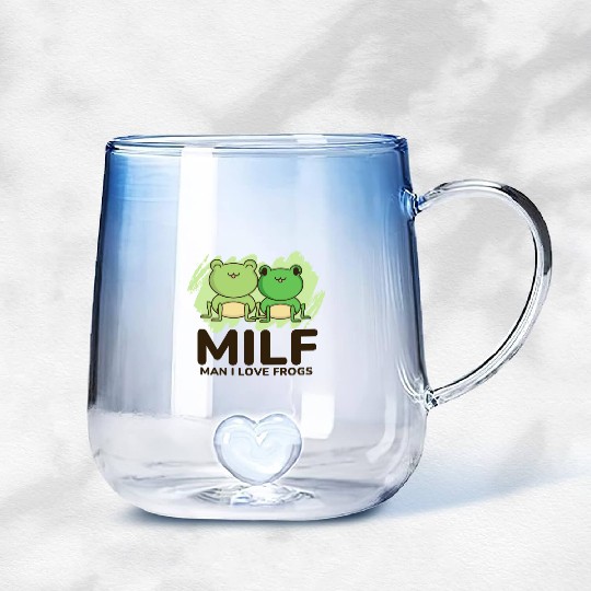 Milf, man I love frogs Gradient Glass Mugs