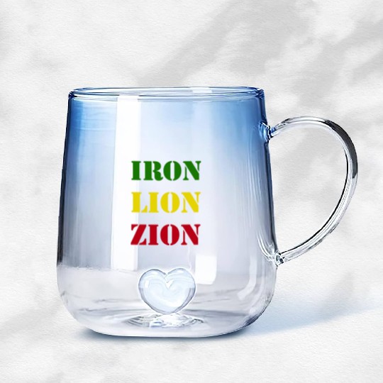 Iron Lion Zion, Jamaican Rasta Colors, Reggae Gradient Glass Mugs