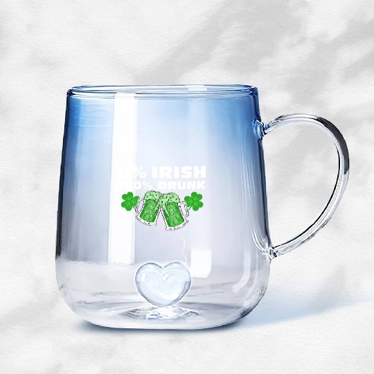 0 % Irish 100 % Drunk Gradient Glass Mugs