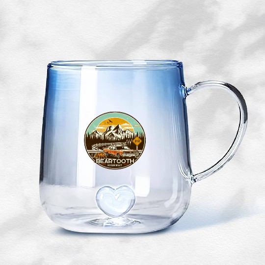 Beartooth Highway US 212 Gradient Glass Mugs