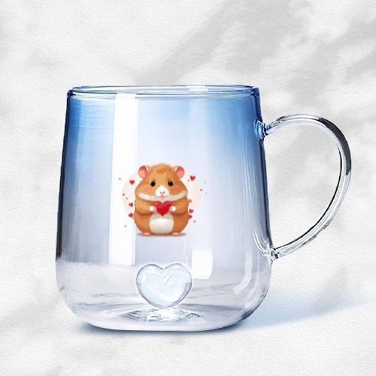 Hamster love heart valentine day motif Gradient Glass Mugs