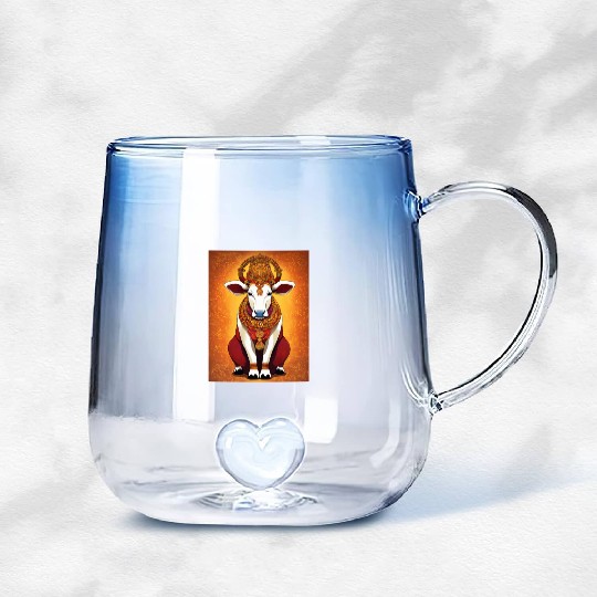 hindu cow goddes art Gradient Glass Mugs
