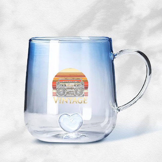 Vintage Boombox Old School 80s Music Retro Gradient Glass Mugs