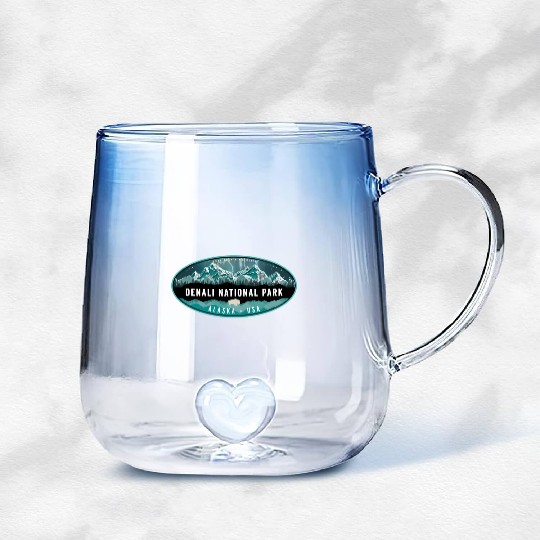 Denali National Park Alaska Hiking Camg Gradient Glass Mugs
