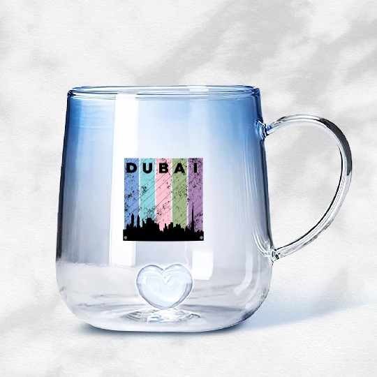 Dubai Love City Gradient Glass Mugs