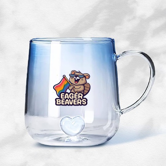 Eager Beavers with Pride LGBT Flag Gradient Glass Mugs
