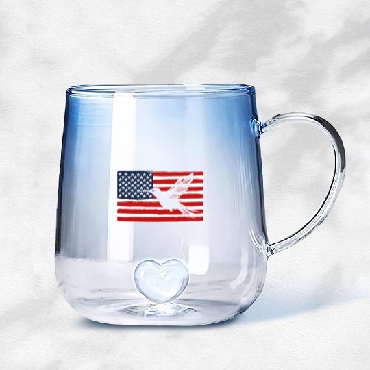 Hummingbird Us Flag Us American Flag Gradient Glass Mugs
