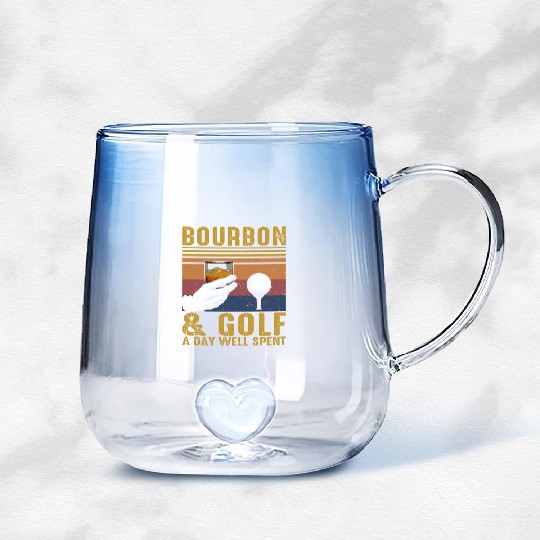 Bourbon Golf Funny Golfer Bourbon Lover Gradient Glass Mugs