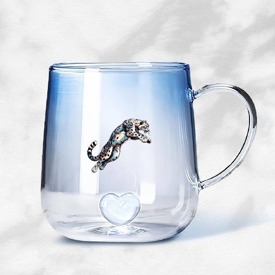 Snow Leopard Leopard White Leopard Gradient Glass Mugs
