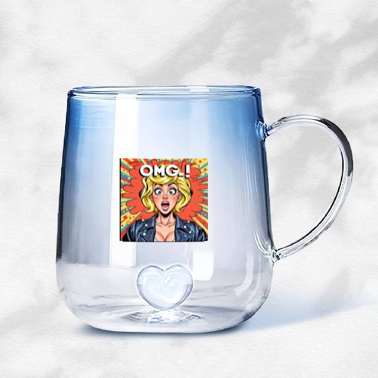 OMG Funny comics Gradient Glass Mugs