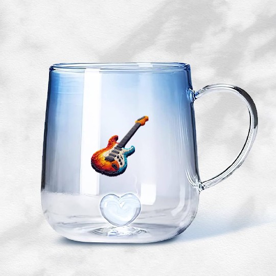 Pixel Guitar Gradient Glass Mugs
