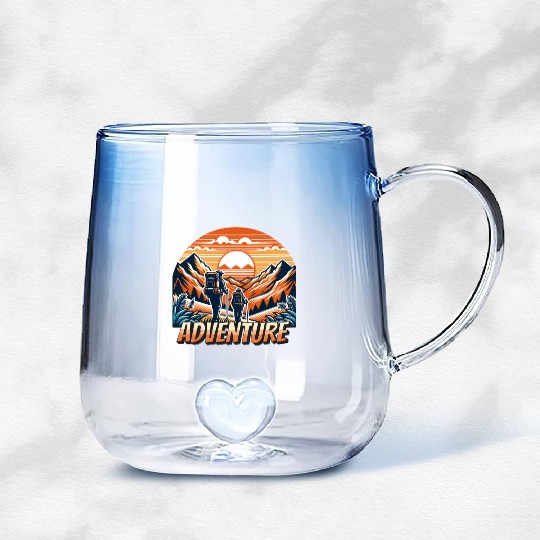 Hiking Outdoor Camping Adventure Gradient Glass Mugs