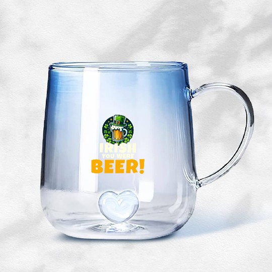 Irish You Were Beer: Funny St. Patrick's Day Gradient Glass Mugs