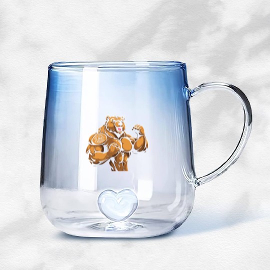 Brown Bear I Love Mom Gradient Glass Mugs