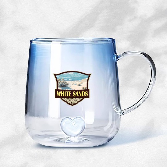 White Sands National Park Illustration Travel Art Gradient Glass Mugs