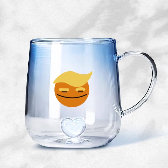 Support Donald J. Trump. Orange Trump Smile Face. Gradient Glass Mugs