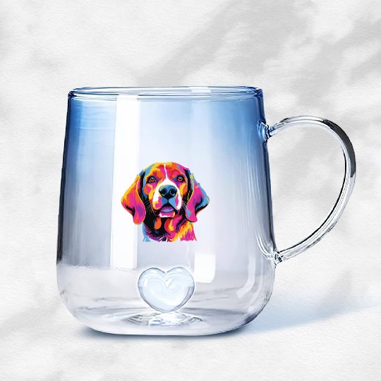 Watercolor Colorful Beagle Harrier Gradient Glass Mugs
