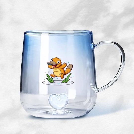 Whimsical Platypus Frolicking in a Pond Gradient Glass Mugs