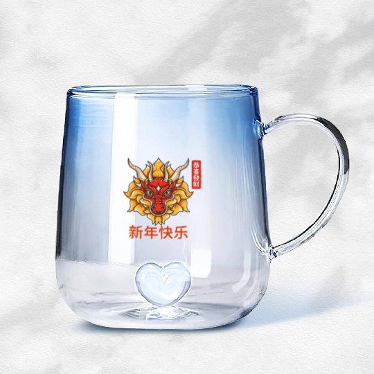 Chinese Dragon Gradient Glass Mugs