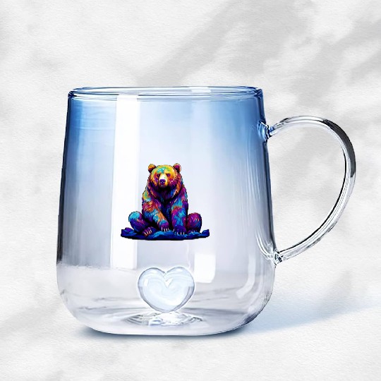 Cool Wilderness Bear Gradient Glass Mugs