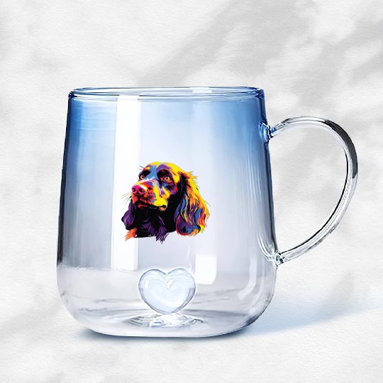 Watercolor Colorful Boykin Spaniel Gradient Glass Mugs