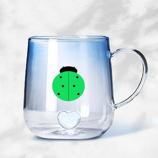 green ladybug Gradient Glass Mugs