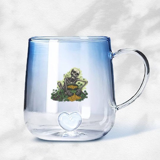 St Patricks Skeleton Pot of Gold Gradient Glass Mugs