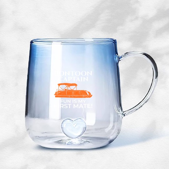 Pontoon Boat Captain Boating Cruise Adventure fun Gradient Glass Mugs