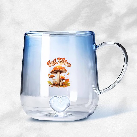 Fall Vibes Autumn Lover Mashroom and Fallen Mapple Gradient Glass Mugs