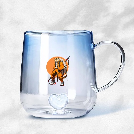 Ninja Samurai Katana Sword Cheetah Manga Gradient Glass Mugs