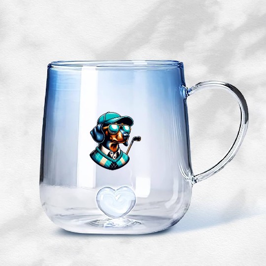Dachshund Golfer Dog Owner Golfing Wiener Design Gradient Glass Mugs