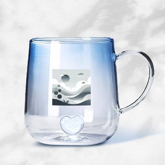"Tranquil Monochrome Horizon" Gradient Glass Mugs