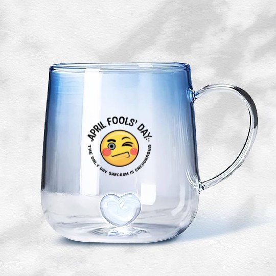 April Fools' Day: Where Sarcasm Reigns Supreme  D83D DE0F Gradient Glass Mugs