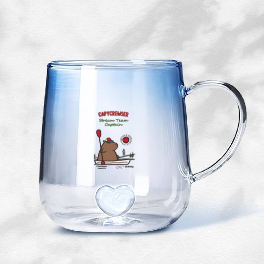 Captain Capy: Nautical Capybara Canoe Adventure Gradient Glass Mugs