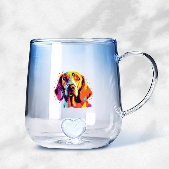 Watercolor Colorful English Foxhound Gradient Glass Mugs