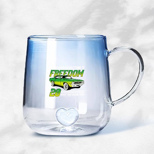 Racing OLD car illustrated | muscle car Gradient Glass Mugs