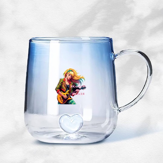Emerald Melodies: Rock & Roll Girl Gradient Glass Mugs