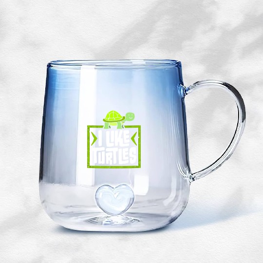 I Like Turtles Cute Tortoise Love Turtle Lover Gradient Glass Mugs