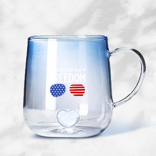 Pickleball and Freedom Gradient Glass Mugs