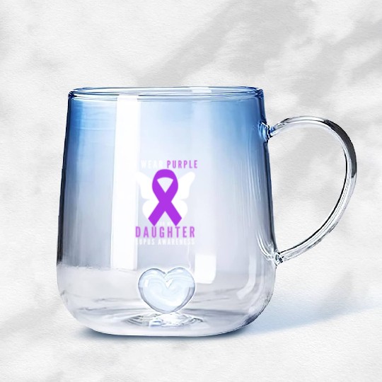 I wear purple for my daughter lupus awareness Gradient Glass Mugs