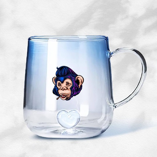 Monkey Hawk Gradient Glass Mugs