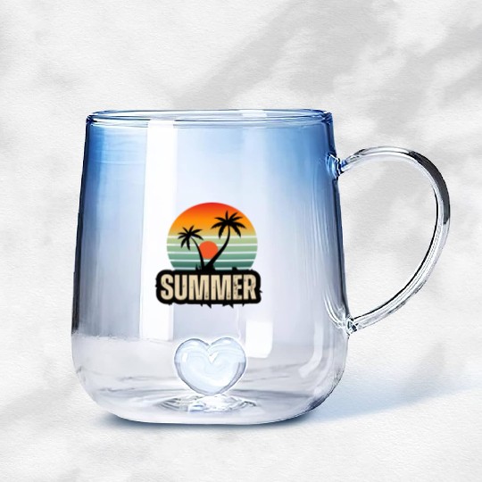 Tropical Serenity: A Sunset Symphony Gradient Glass Mugs