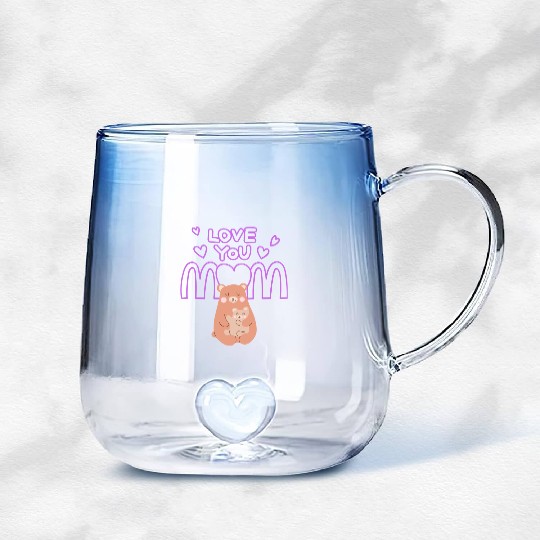 Peach Cute Mom And Baby Bear Mother s Day Card 1 Gradient Glass Mugs