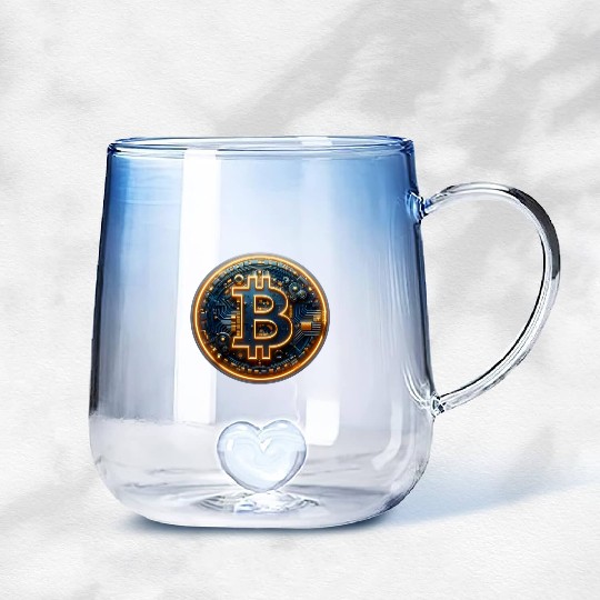 Bitcoin Cyberpunk Gradient Glass Mugs