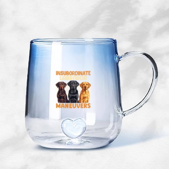 Labrador Dog INSUBORDINATE LABRADOR MANEUVERS Gradient Glass Mugs