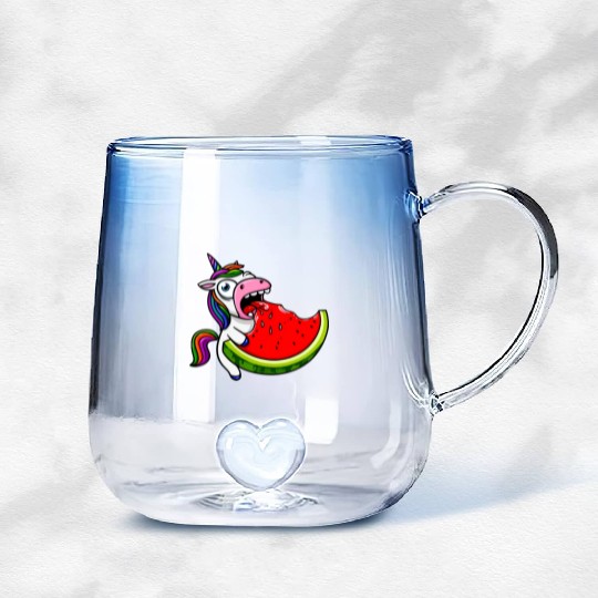 Unicorn Melon Sweet Comic Crazy Funny Quirky Gradient Glass Mugs