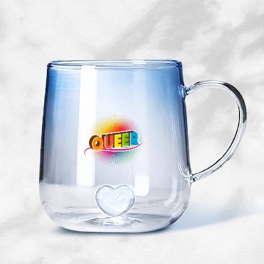Queer Typo for Pride Month Equal Rights LGBTQ Gradient Glass Mugs