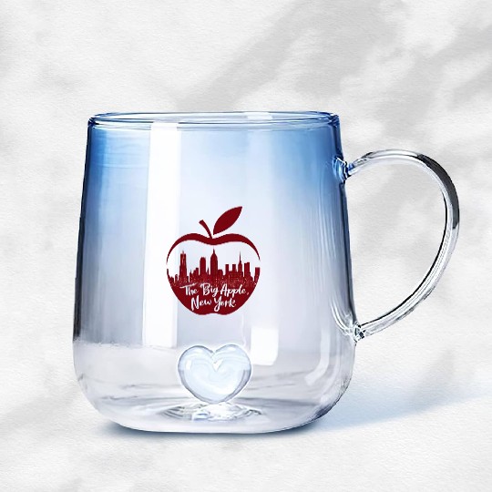 NYC Skyline Apple: Creative Gradient Glass Mugs
