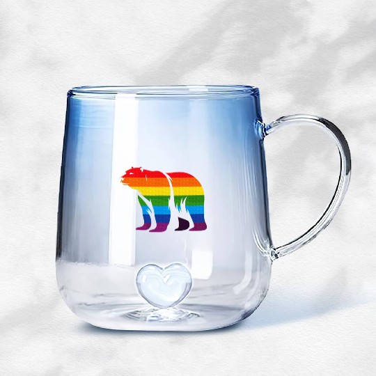 Polar Bear Rainbow LGBT Gay Pride Lesbian LGBT Gradient Glass Mugs